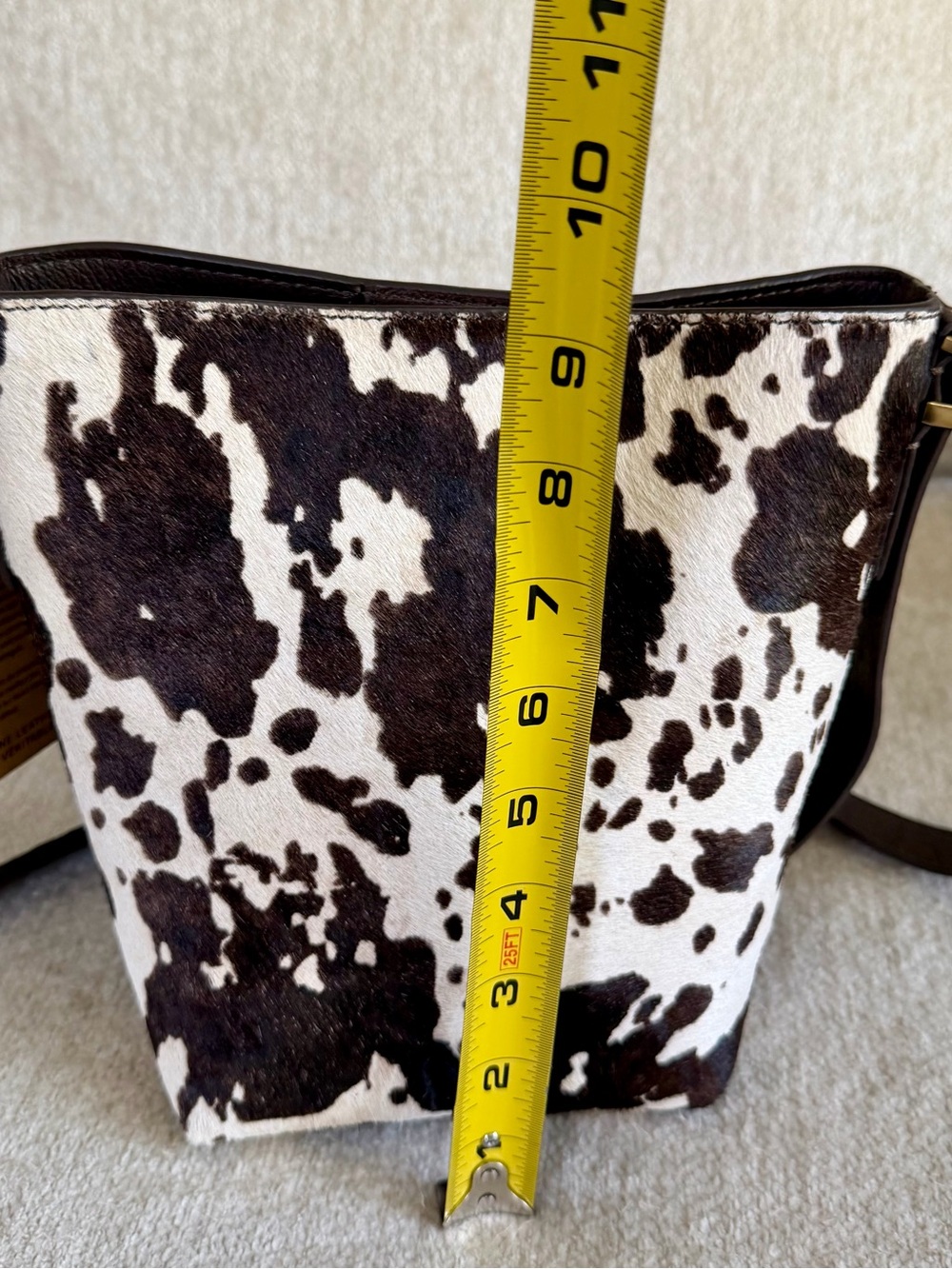 Margot New York Kaye Mini Leather Bucket Crossbody Cowhide Shoulder Bag - Picture 7 of 9